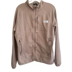 THE NORTH FACE Zip Front Sweat Jacket Beige Tan Long Sleeve Mens Size M